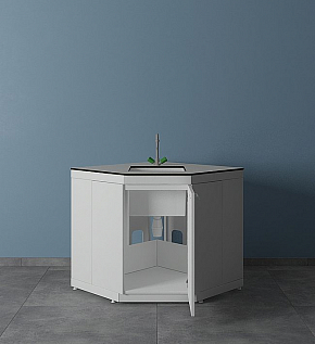 Стол-мойка СМС-Д (угловой) - открытые дверцы